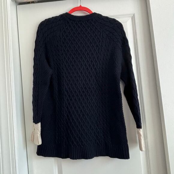 Chinti & Parker Navy Cream Heart Sz S Merino Wool Cable Knit Sweater Minimalist - Picture 10 of 11